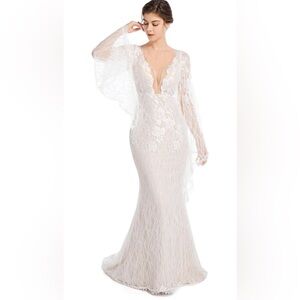 Elegant Wedding Dress Lace Double V-Neck